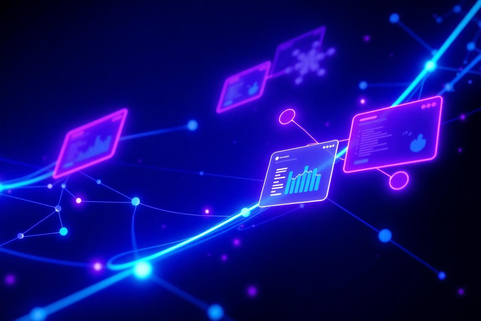 Visualização de dashboards e conexões digitais com IA